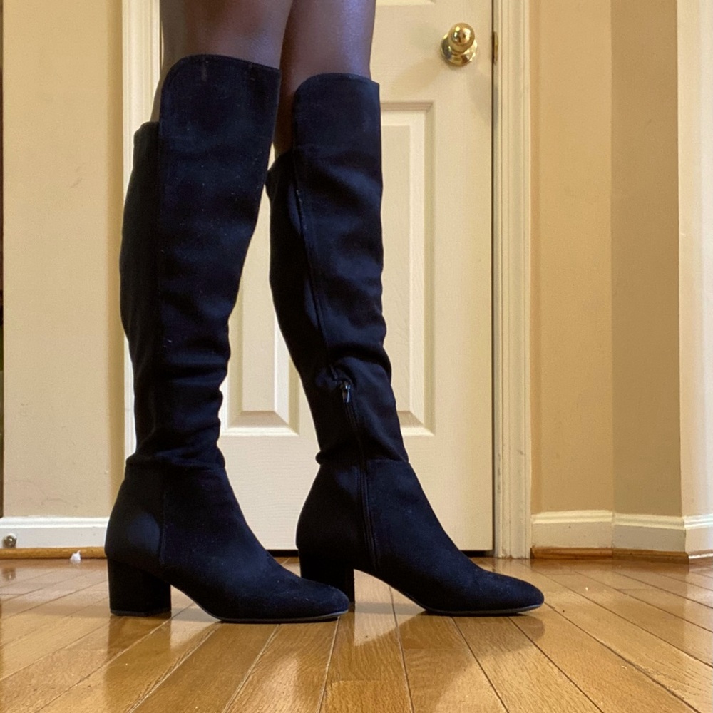 Black Knee High Heeled Boots